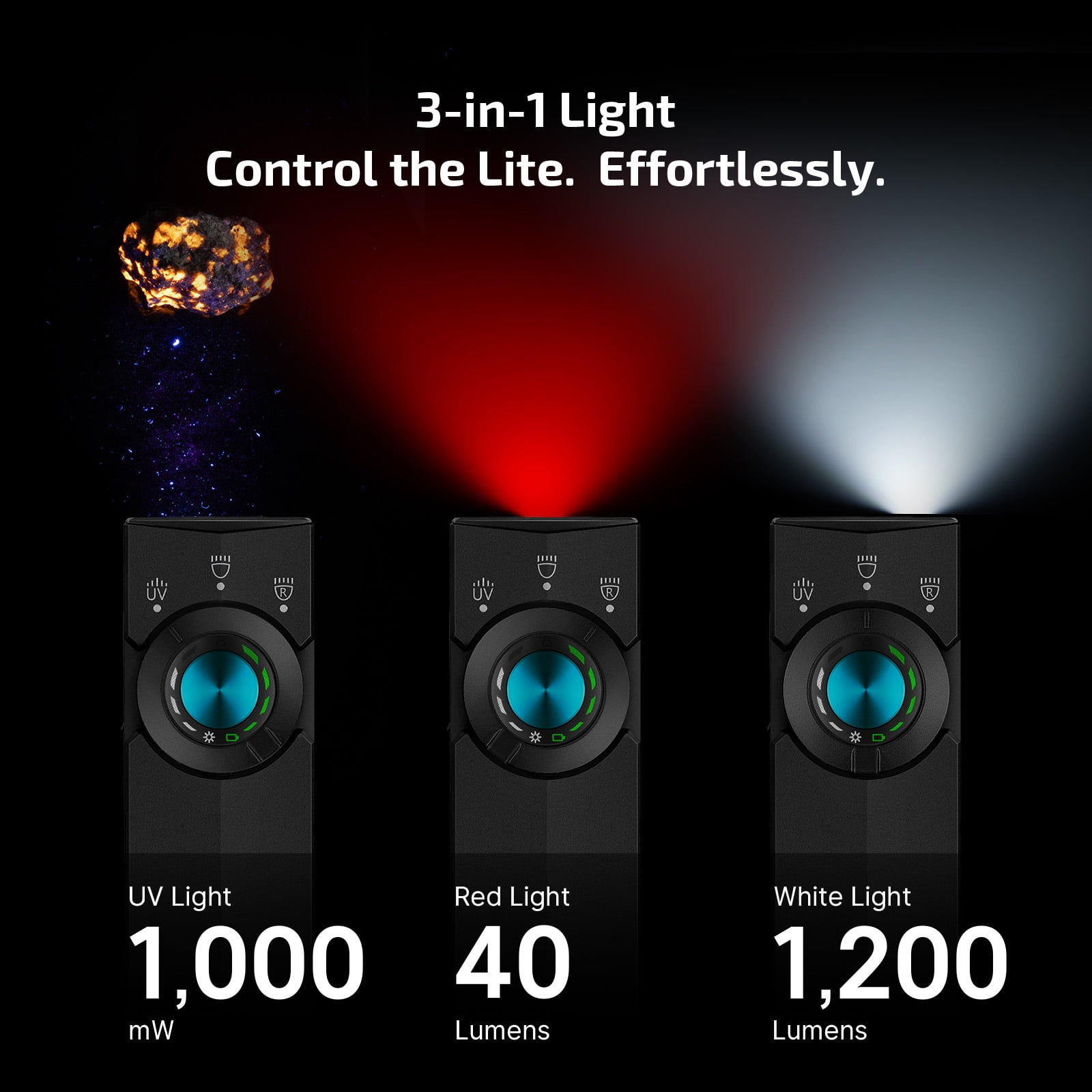 OLIGHT ArkPro Lite Flat Pocket Flashlight, Rechargeable Portable 1200 Lumens with White LED, Red Light, and UV Light, Triple Sources for Pet Urine Detection, Camping,Emergency, Working (Matte Black)