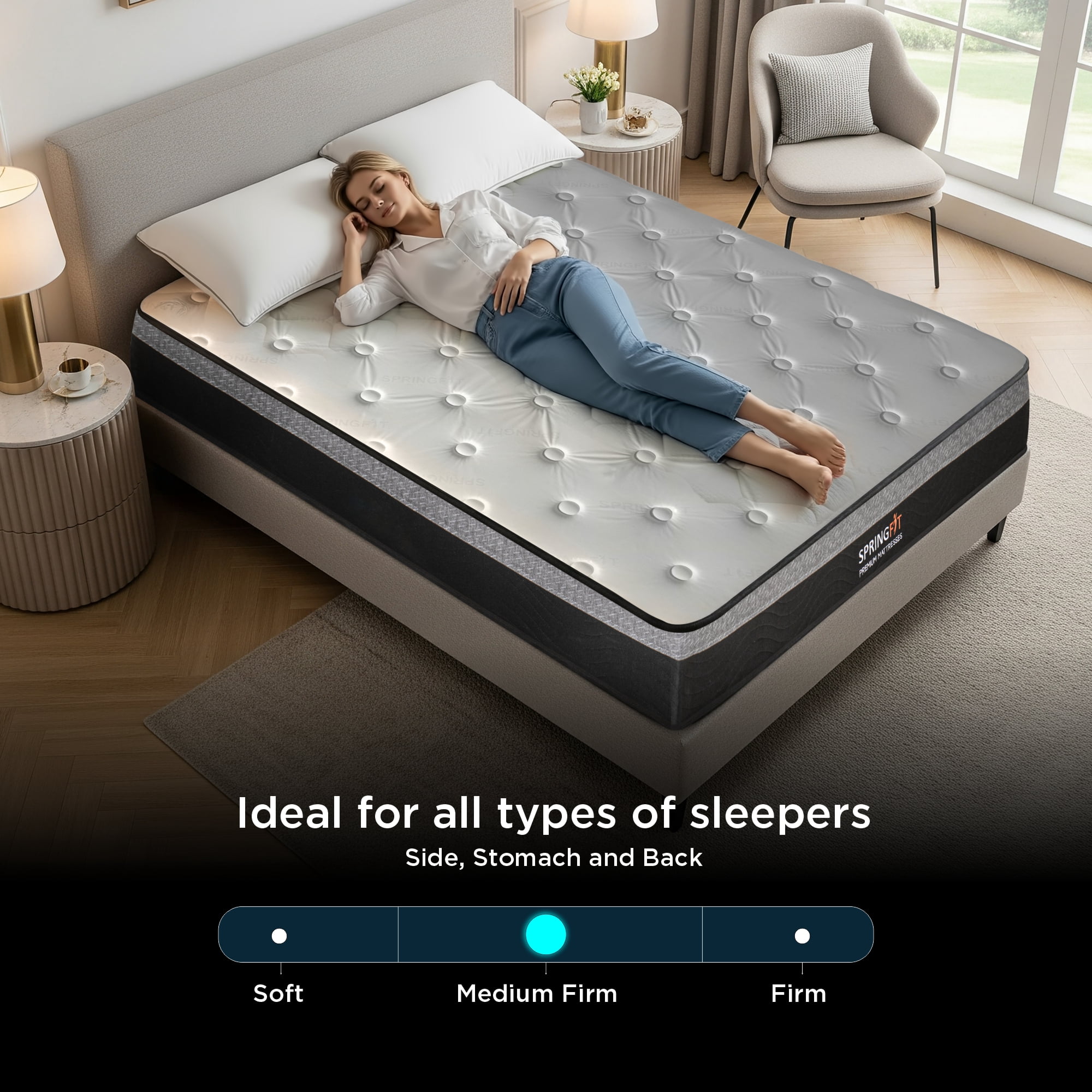 Springfit 8" Tight Top Innerspring Mattress in a Box, Bonnell Coil, CertiPUR-US®, Full