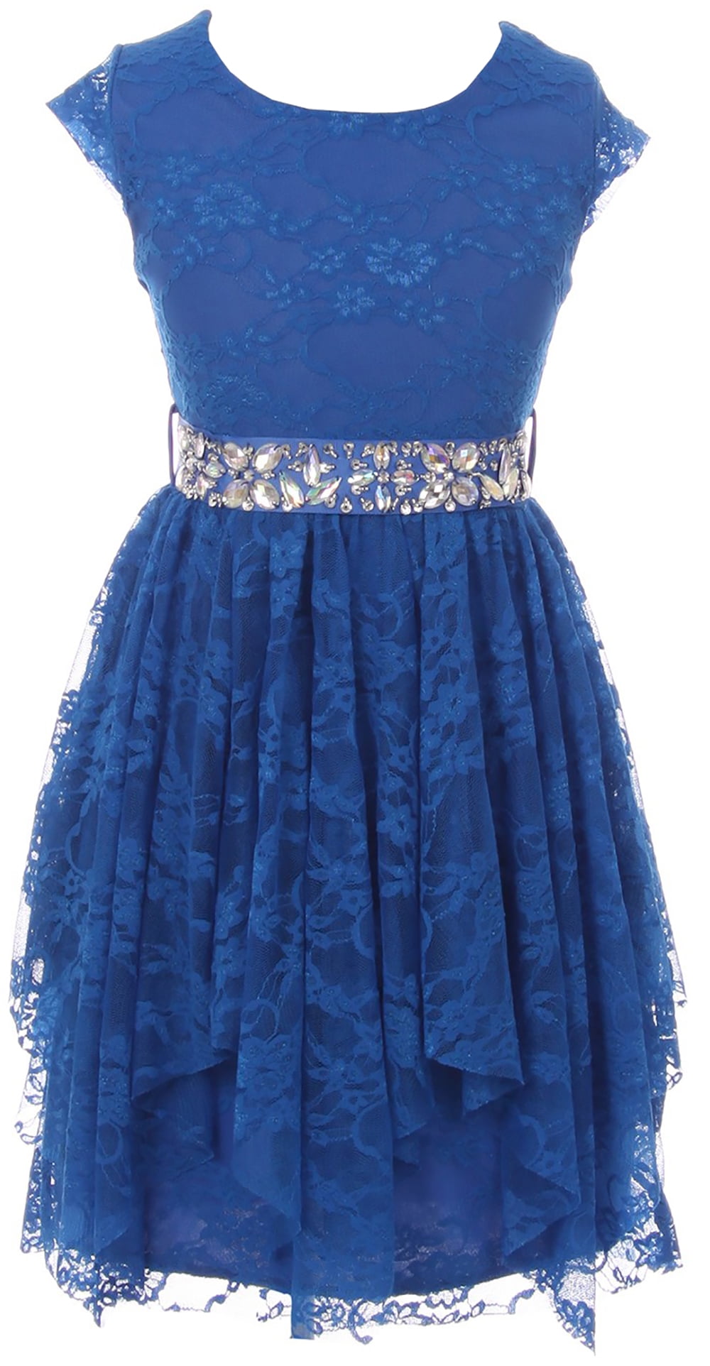 Little Girl Short Sleeve Floral Lace Ruffles Holiday Party Flower Girl