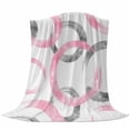 thumbnail image 6 of Pink Grey Blanket Soft Cozy Warm Throw Blanket for Couch, Plush Fuzzy Flannel Fleece Blankets for Sofa, Geometric Circle Modern Abstract Simple Art Bed Blankets Lightweight Gifts for Women, 50"x60", 6 of 9