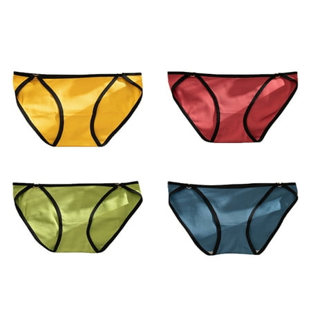 

Baywell Seamless Underwear for Women Lace Metal Ring Link Bikini Panties High Cut Stretch Sexy Cheeky Hipster 4 Packs L