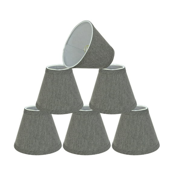 Aspen Creative 32122-6 Small Hardback Empire Shape Chandelier Clip-On Lamp Shade Set (6 Pack), Transitional Design in Grey, 6" bottom width (3" x 6" x 5")