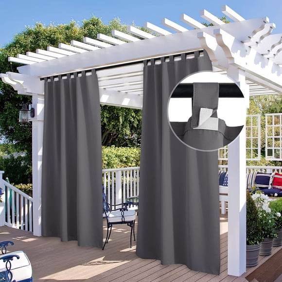 StangH 2 Panels Outdoor Windproof Curtains for Patio Waterproof Blackout Weatherproof Thermal Insulated Drapes for Pergola/Porch, Thick Pri