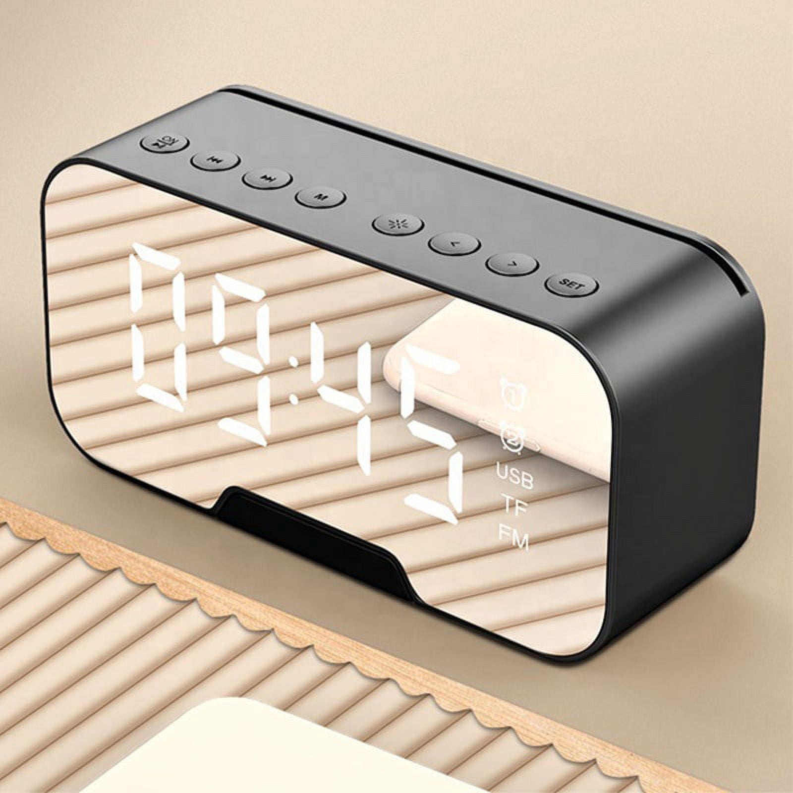 Digital Alarm Clock Radio: 5.5” Large LED Display with 3 Brightness Dimmer, Dual Alarms, FM Radio, Bluetooth Speaker Clock for Home Bedside Bedroom, Black