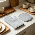 thumbnail image 4 of 2 Pieces Oven Mitts and Pot Holders Set with Thick Cotton Padding, Heat Resistant, Microwave Safe, Kitchen Gloves for Hot Dishes, Surface Protection, Multiple Colours, 4 of 6