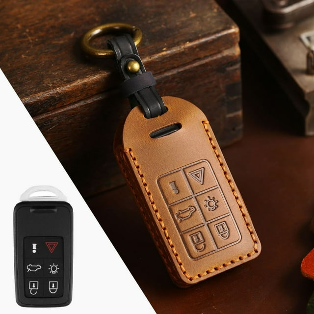 Car Key Fob Cover Case Protector For Volvo XC60 Car Key Case Fob Cover Crazy Horse Leather Handmade