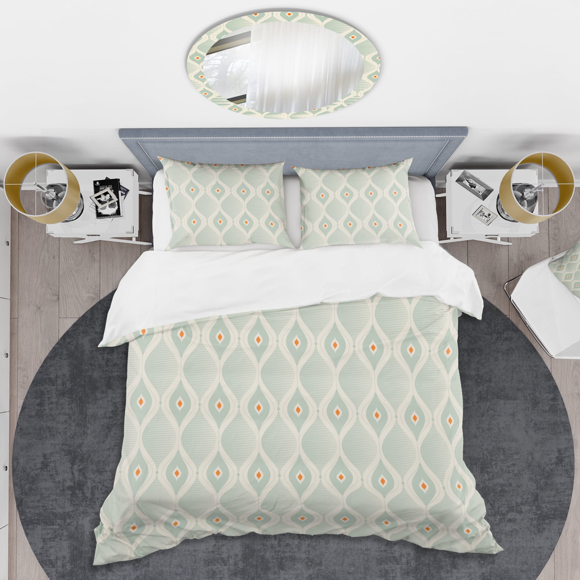 Designart 'Retro Abstract Drops VII' Mid-Century Modern Duvet Cover Set