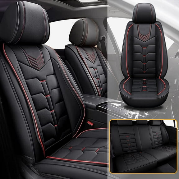 AOMSAZTO Car 5-Seat Covers Front & Rear Full Set Faux Leather Seat Cushion Protector Waterproof For Jeep Renegade 2015-2023