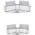 thumbnail image 1 of Estante de baño de esquina con carrito de ducha de 2 piezas, estante de ducha adhesivo sin perforaciones Estante de almacenamiento montado en la pared para baño, cocina, 1 of 5