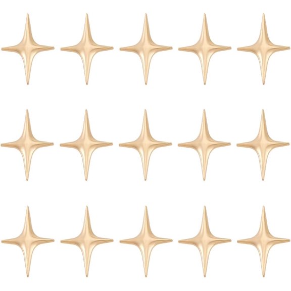 15Pcs Star Brooch Pin Four-Point Star Brooches Polished Alloy Fashion Simple Brooches Geometric Stars Lapel Pins for DIY Jackets Hats Bags Dresses Clothes Accessories Alloy