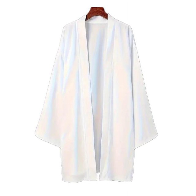 Men Black Samurai Robe Loose Asian Traditional Beach Kimono Sunscreen Coat