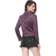 thumbnail image 5 of Chaquecorde mujer Soft Moto Zip Up Pockets Chaquetas de motociclisde gamusintétiMorado oscuro M, 5 of 6