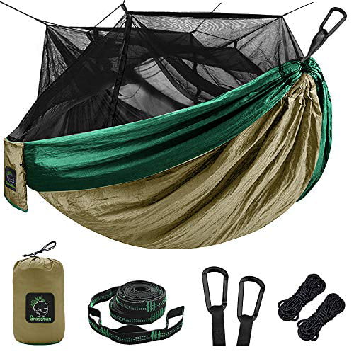 Single Double Camping Hammock With Mosquito Net 10ft Hammock Tree Straps 