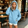 thumbnail image 5 of Kids Hooded Sweatshirt Solid Color Long Sleeve Warm Pullover With Pocket, 5 of 7