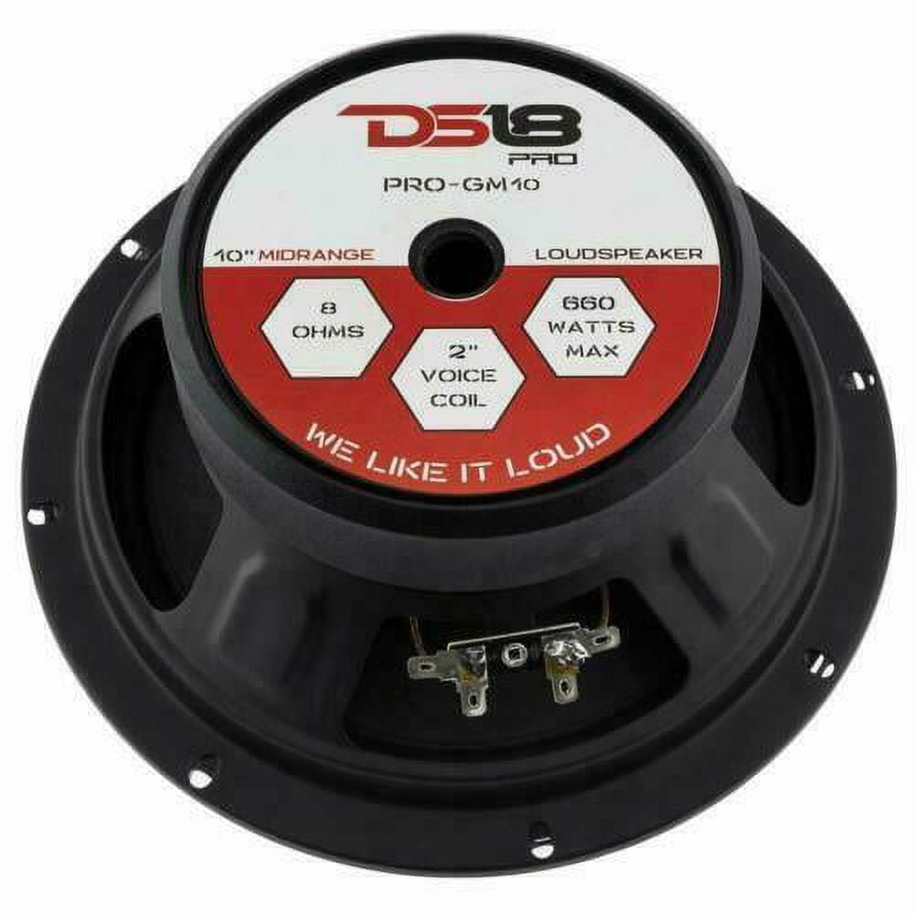 DS18 PRO-GM10 Altoparlante Midrange 25cm - 660W Max, 8 Ohm - Per Auto E Home Audio - Bobina Kapton, Magnete Ferrite