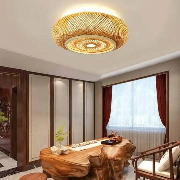 UEEYAC Modern Simple Drum Bamboo Ceiling Light