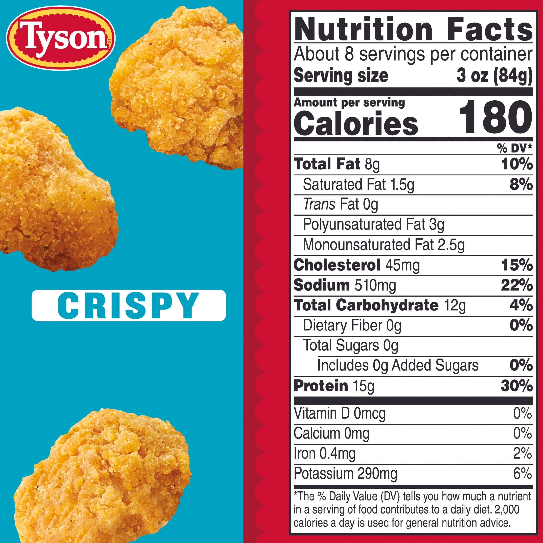 Tyson Any’tizers Crispy Boneless Chicken Nugget Bites, 24 oz (Frozen, Fully Cooked)