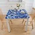 thumbnail image 3 of nygtbtfer Blue Tile Print Indoor/Outdoor Fabric Tablecloth - Delft Blue Medallion Design Soil Resistant, Water Repellent Fabric Tablecloth, Oblong/Rectangular, 3 of 7
