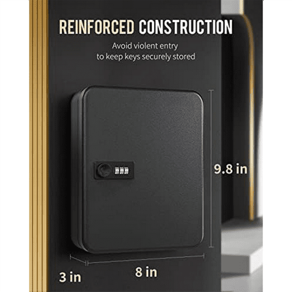 Key Cabinet with Combination Lock Wall-Mounted Key Storage Box with Resettable Combination Black Digital Security Box