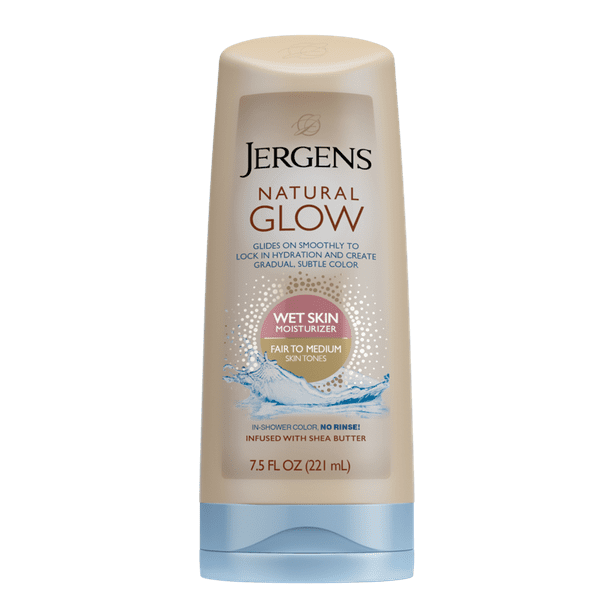 Jergens Natural Glow Sunless Tanning Inshower Moisturizer, Fair to