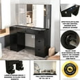 thumbnail image 4 of Boahaus Venus Modern Vanity Desk Ser, Black Finish, for Bedroom, 4 of 8