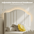 thumbnail image 4 of Pinmoco Twin Upholstered Bed Frame with Adjustable Arc-shaped Headboard, LED Platform Bed, Fabric Beige, 4 of 10