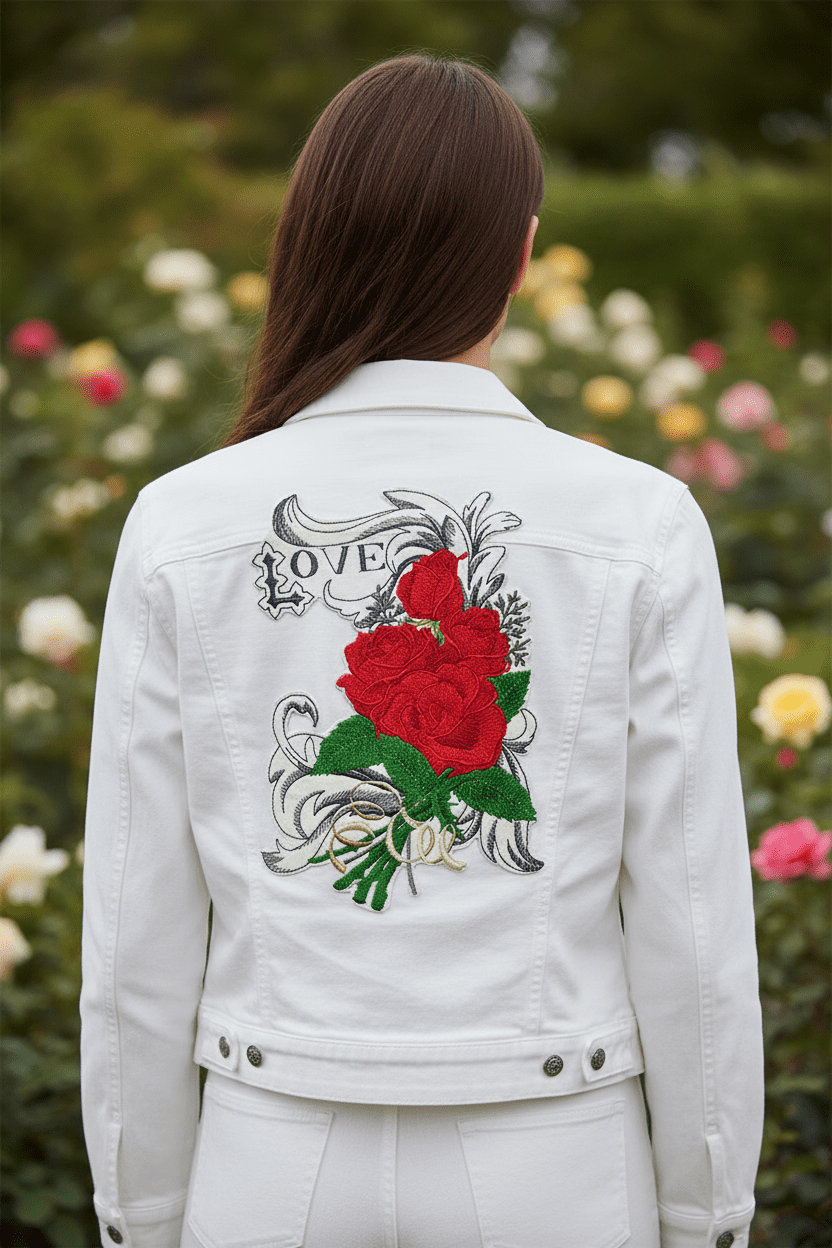 BeyondVision Custom Romantic Rose[ Love with Roses] Embroidered Iron on/Sew Patch [7" 5"]