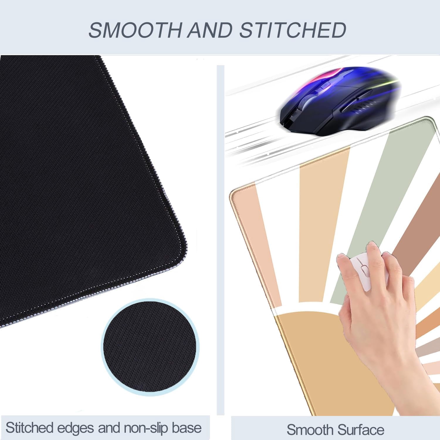 Boho Desk Mat, Sunshine Large Mouse Pad, XXL Mousepad Long Laptop Keyboard Mat, 31.5 X15.7, Stitched Edges