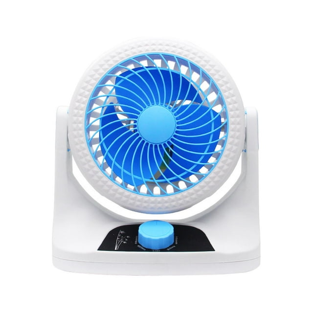 DOLITY Mini-Sized Desk Whole Room Fan with 3 Speeds Degree Tilt Strong Wind for Machine - blue