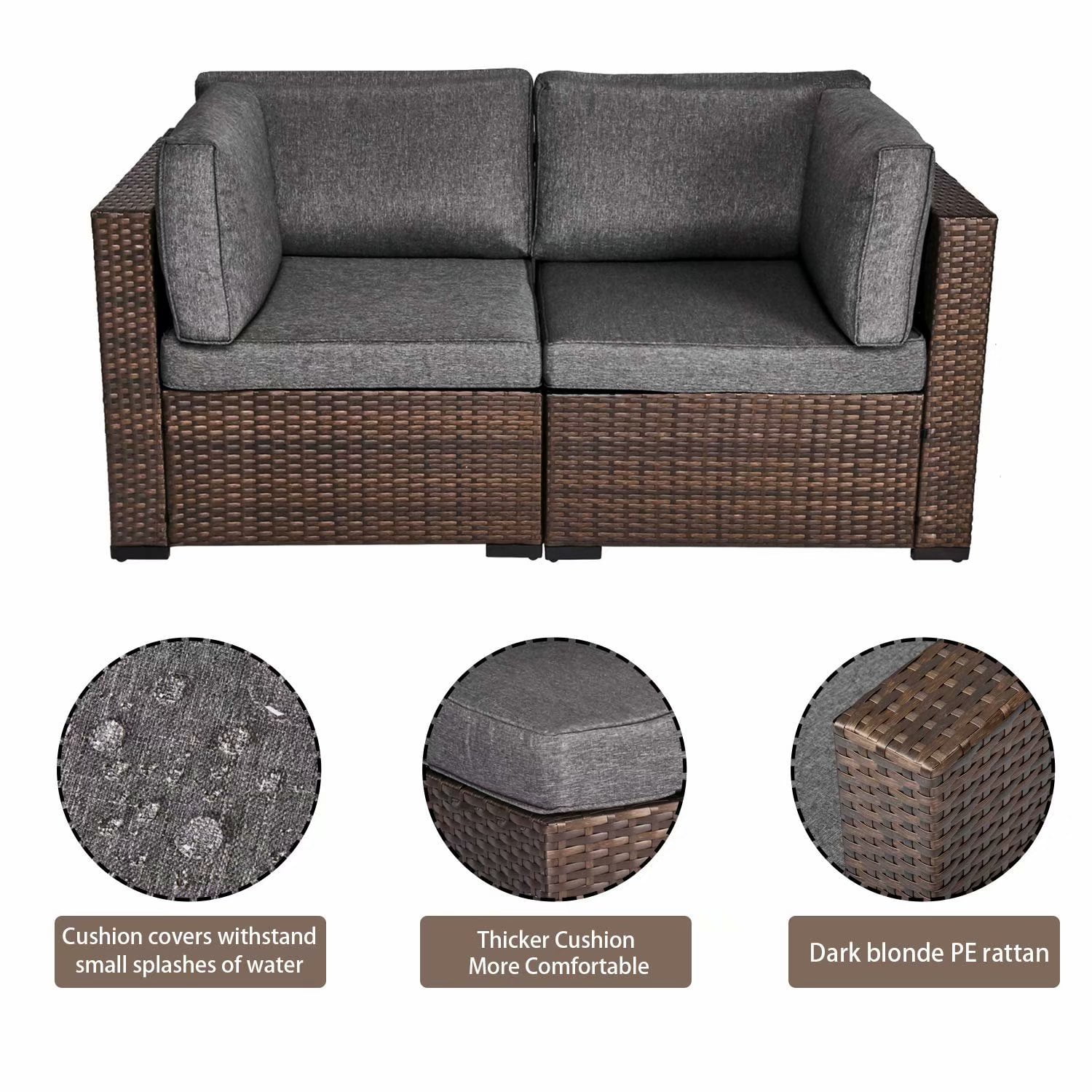 Kinbor 2pcs Wicker Corner Sofa Set Patio Loveseat Furniture Outdoor Sitting Chairs With Washable Cushions Walmart Com Walmart Com