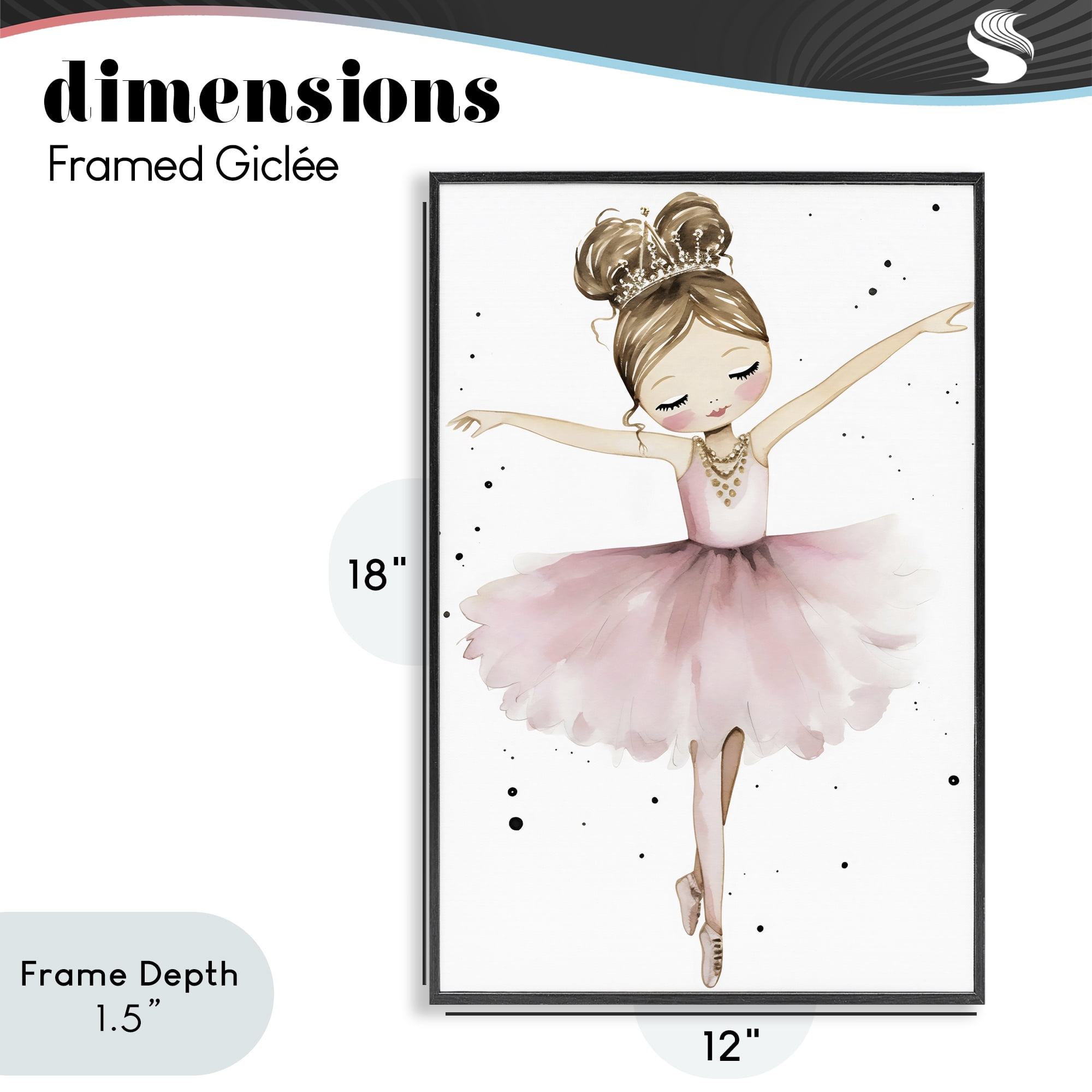 Stupell Industries Pointe Princess in Pink Tutu Black Framed Giclee Art, design by Creative Studio