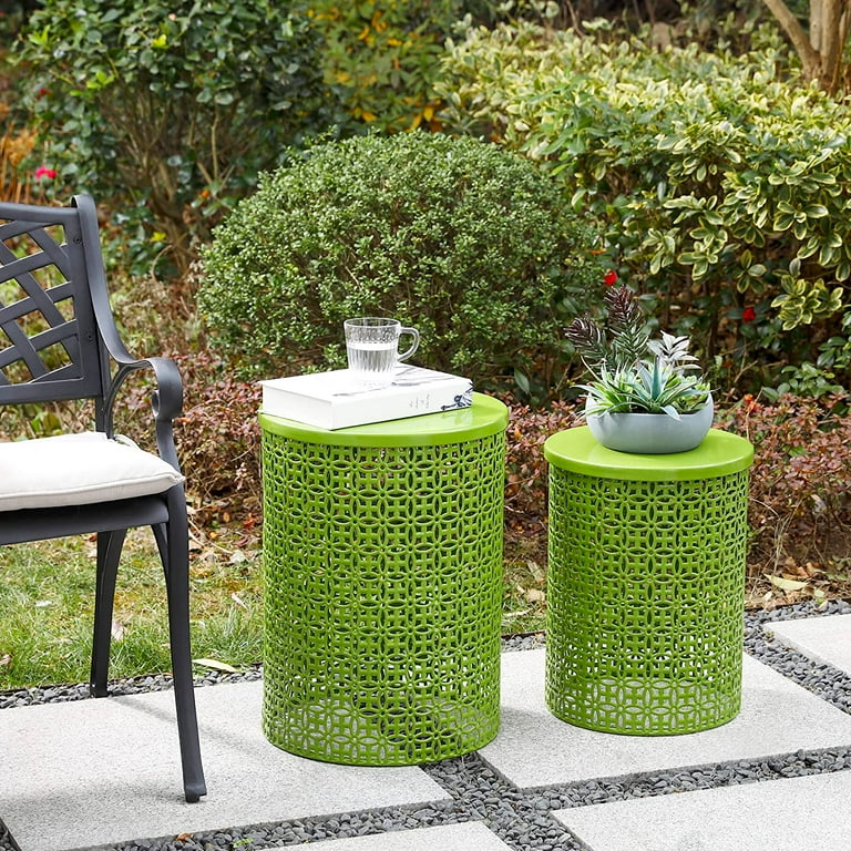 ZXNYH Nesting Side Table Set of 2 Decorative Garden Stools for
