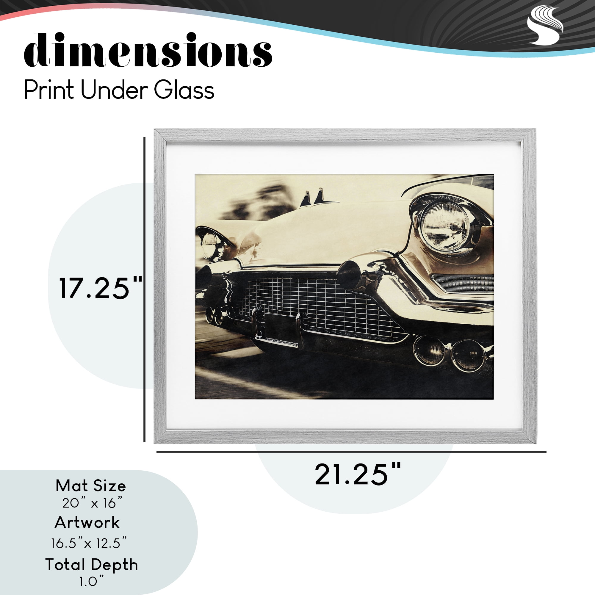 Stupell Industries Vintage Ride Headlights Gray Framed Print Under Glass, design by Marcus Prime