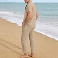 thumbnail image 6 of BLTIBY Mens Summer Set 2 Piece Beach Outfits Short Sleeve Button Down and Drawstring Pants Matching Vacation Sets with Pockets Khaki S, 6 of 6