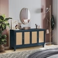 thumbnail image 3 of Softly Lacquer Finishes Accent Storage Cabinet Sideboard Wooden Cabinet with Antique Deep 4Doors for Hallway, Entryway, Living Room, Bedroom, 3 of 5