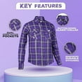 thumbnail image 2 of Daniel Smart Men's Plaid Flannel Shirt – Long Sleeve Flannel Shirt with Chest Pockets & Glasses Cleaner (S-5XL), 2 of 3