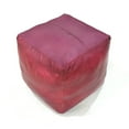 thumbnail image 2 of Square Shaped Goat Leather Handmade Eco-Friendly Dark Pink Pouf - Square Shape Pouf, 14"x14"x14", Plain Solid Pouf, Goat Leather Pouf, Recycled Foam with Fibre Fill Stuffed Pouf, Leather Seating Pouf, 2 of 8