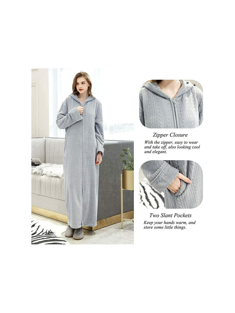 LOFIR Women's Zipper Bath Robe, Lightweight Full Length