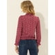 thumbnail image 3 of Blusa de lunares florales con dobladillo con volantes en la cintura para mujer Rojo Oscuro M, 3 of 4