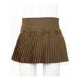 thumbnail image 2 of Yartina Girls School Uniform Skirt High Waisted Solid Pleated A-line Skirts Skort with Lining Shorts Coffee 3-4, 2 of 7