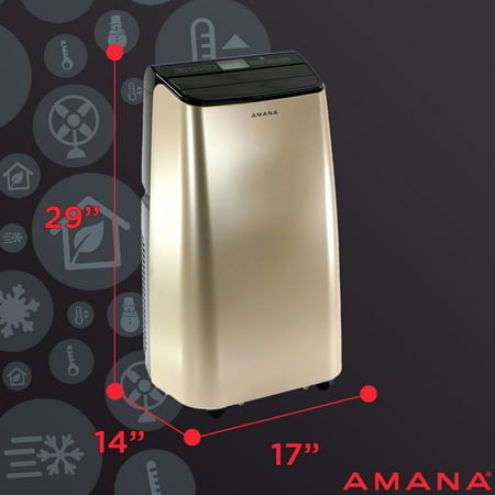 Amana - Portable Air Conditioner with Remote Control for Rooms up to 450-Sq. Ft. - Gold/Black