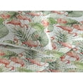 thumbnail image 3 of Ambesonne Exotic Quilted Bedspread Set 3 Pcs, Flamingo Birds Monstera Palm, Queen, Coral Olive Green White, 3 of 4