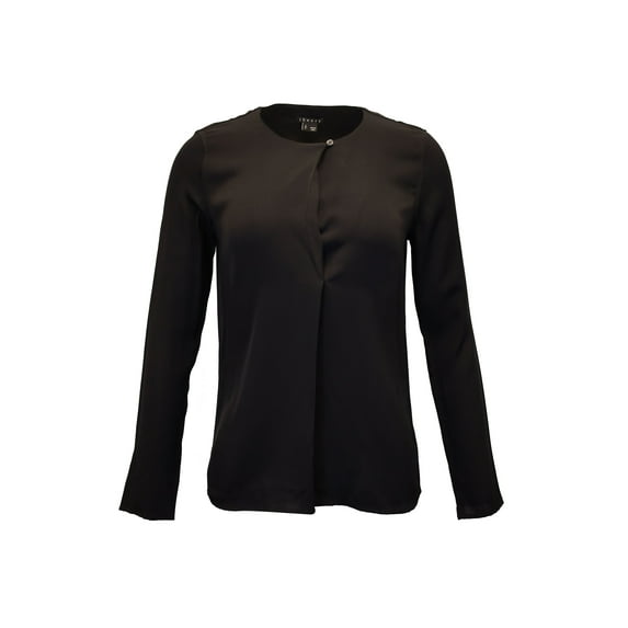 Pre-Owned Theory Long Sleeves Blouse in Black Silk