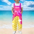 thumbnail image 2 of Tfken Graphic Overalls For Girls Summer Sleeveless Comfy Casual Jumpsuit With Pockets Daily Wear Children Trendy Clothes Size 5-6 Years Pink, 2 of 6