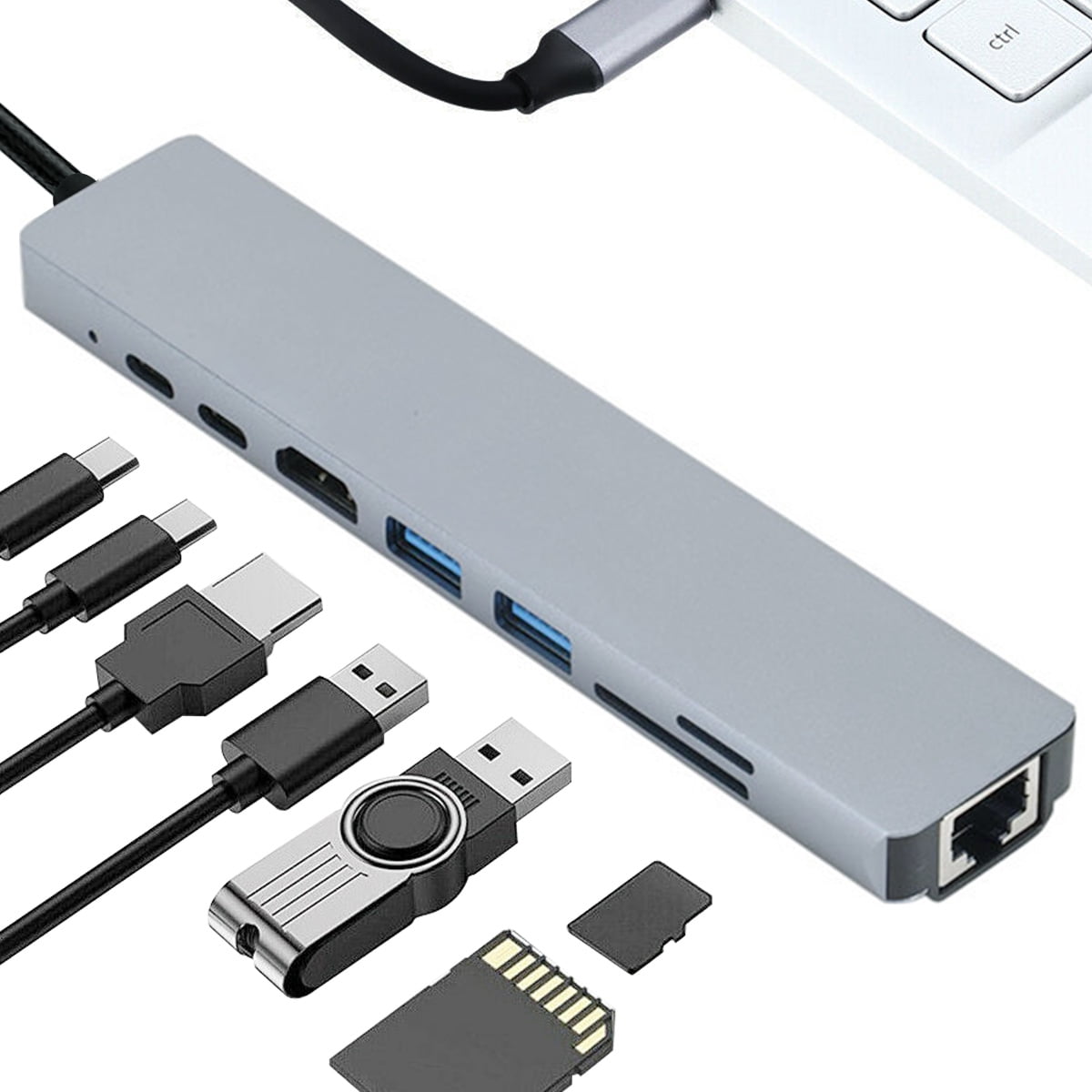 Buy USB Hub 8 Port USB 3.0 Hub 8in1 USB Splitter with 4K USB C to