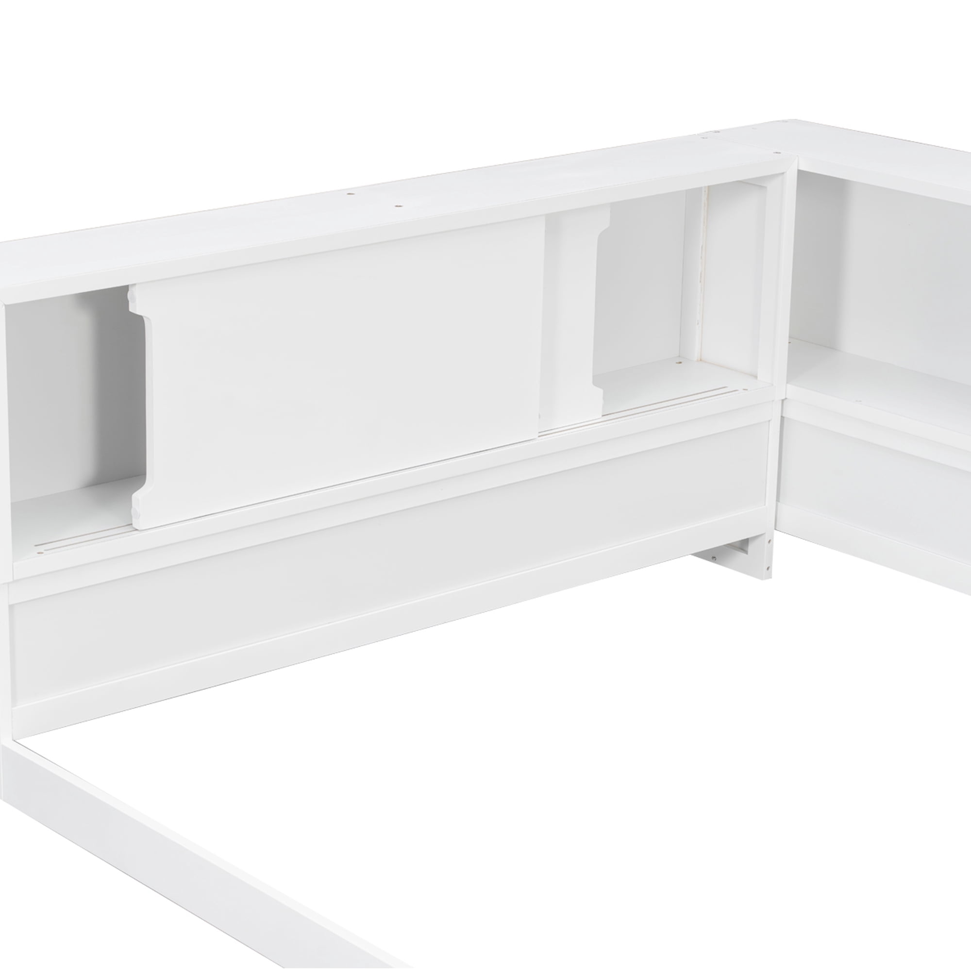 Euroco Wood Queen Size Daybed with Storage Shelves, USB Ports and LED Light, White