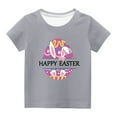 thumbnail image 2 of Rciityk Easter Day Gifts for Toddler Happy Easter Shirts for Kids Boy Girl Cute Bunny Ear Print Crew Neck Short Sleeve T-Shirt, 2 of 4
