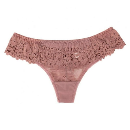 

Linen Purity Women s Thin Lace Hollowed Out Breathable Mesh Low Waist Lace Silk Sexy Cheeky Thong See Through Panties