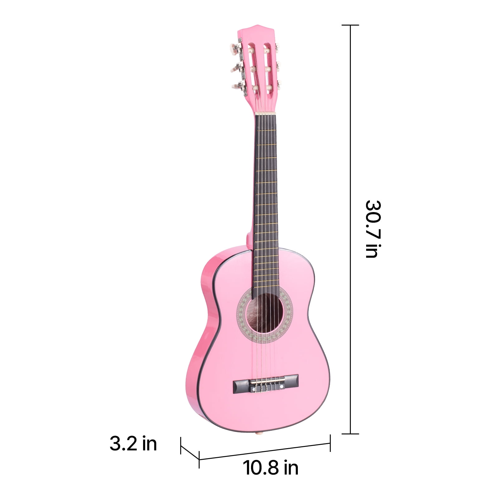 KFFKFF 30-Inch Classical Guitar Starter Kit, Wooden Design with Nylon Strings, Includes Gig Bag, Strap, Tuner, Extra Strings, Picks, Capo, Ideal for Beginners, Kids, and Students, Pink