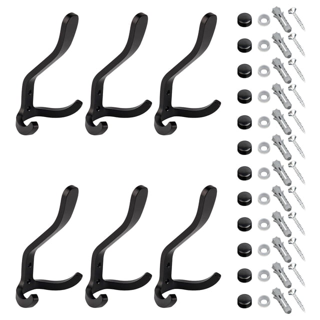 Ganchos dobles de aluminio para colgar bolsos Sunnimix Perchero Doble Negro con 12 tornillos